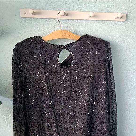 TAN CHHO SILK vintage embellish beads and sequins tunic style blouse - Picture 6 of 13